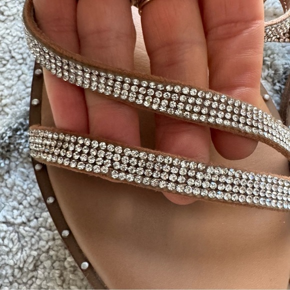 Steve Madden sandals LOOMI embellished Slip On 3 strap Rhinestone Studded 10 - Picture 12 of 15